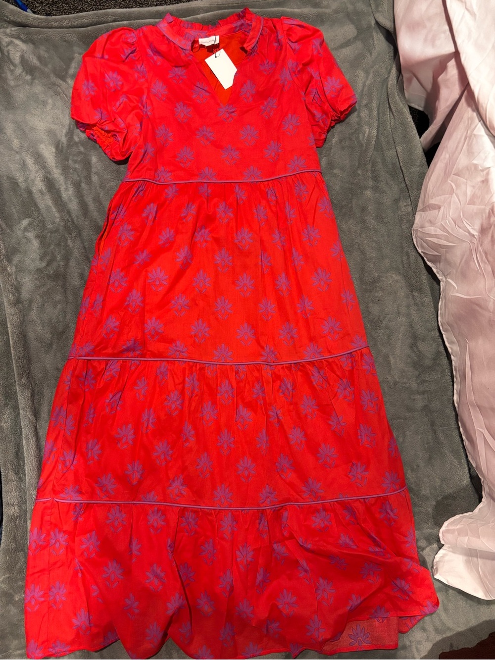 Sugarlips Red Dress with Purple Floral Print
